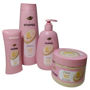 New Dove‎ X Crumbl Lemon Glaze FULL Set 4 Items Deodorant Body Scrub Lotion Wash